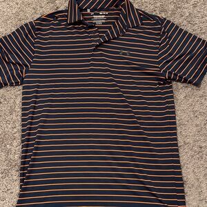 Under Armour Men's Polo in Navy and Orange Stripes